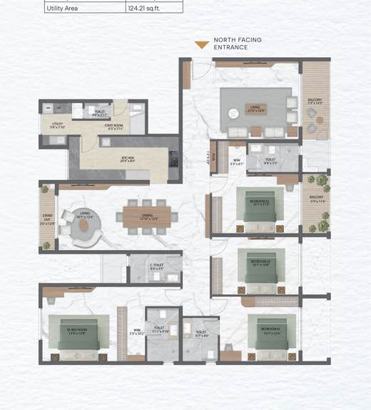 Rattha Nivara 101 4 BHK floor plan